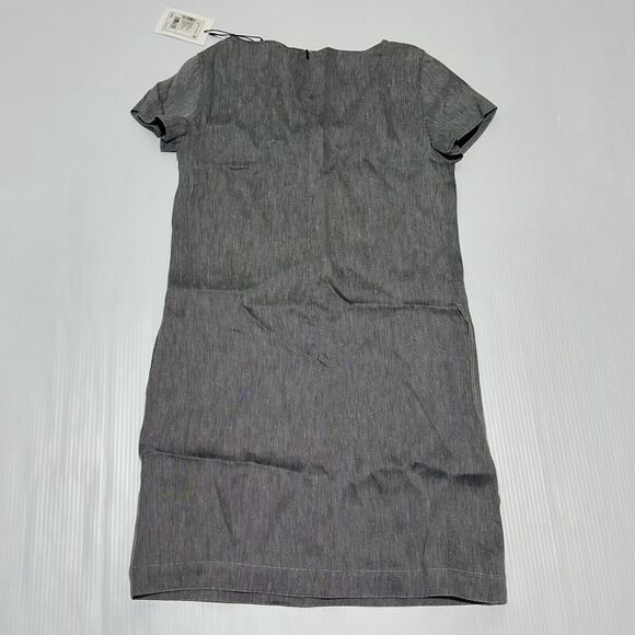 Theory Structured Shift Dress Women's Small Gray Linen Twill Cap Sleeve NWT $395 - Picture 6 of 11